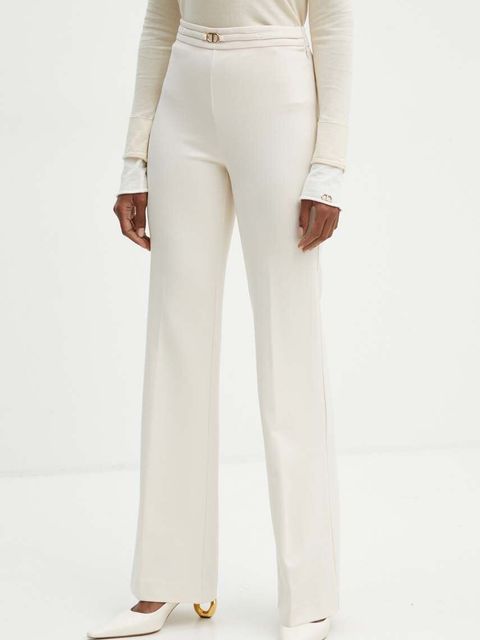 Twinset spodnie damskie kolor beżowy proste high waist 242TP224G - zdjęcie produktu nr 1