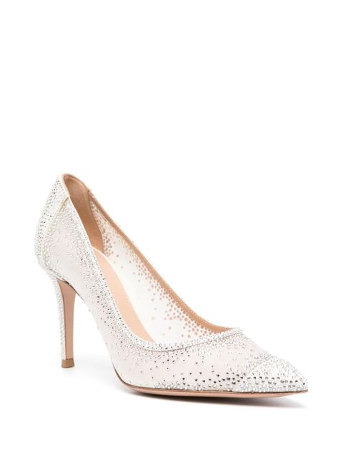 Gianvito Rossi Rania 85mm rhinestone pumps - White - zdjęcie produktu nr 2