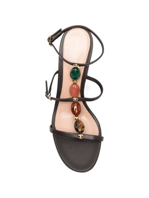 Gianvito Rossi Shanti stone-embellished wedge sandals - Brown
