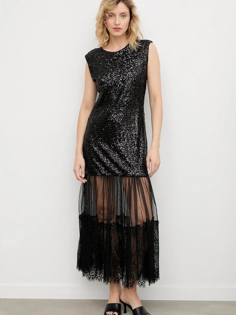 Answear.LAB sukienka kolor czarny maxi rozkloszowana