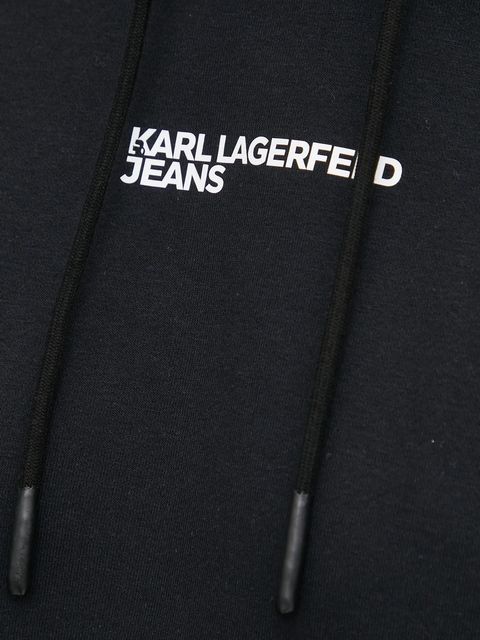 Karl Lagerfeld Jeans bluza damska kolor czarny z kapturem z nadrukiem A1W20017