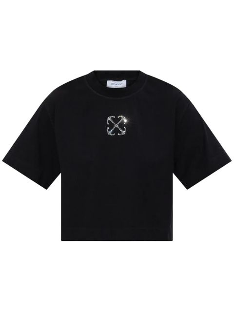 Off-White jewelled-logo cropped t-shirt - Black - zdjęcie produktu nr 1