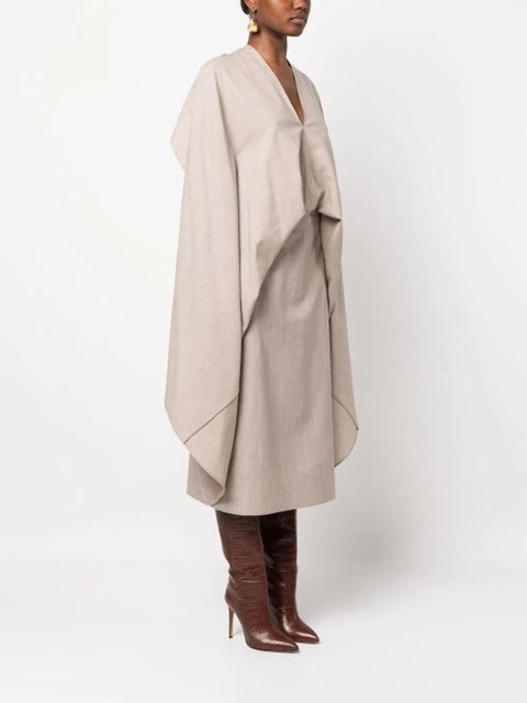 FENDI cut-out draped wool dress - Neutrals