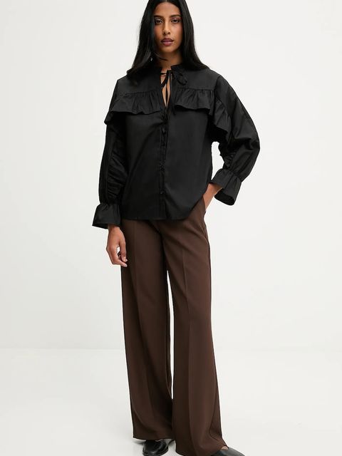 Answear.LAB koszula damska kolor czarny relaxed z wiązanym dekoltem - zdjęcie produktu nr 2