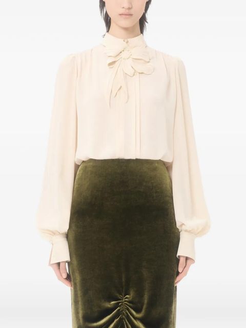 Valentino Garavani embroidered crepe de chine top - Neutrals