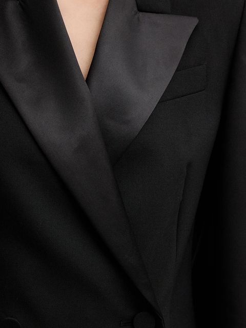 Weekend Max Mara marynarka wełniana BRIGIDA kolor czarny dwurzędowa gładka 2525046013600 - zdjęcie produktu nr 2