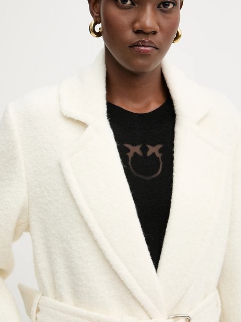 Pinko płaszcz z dodatkiem wełny kolor beżowy 105695 A2UB