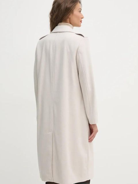 Sisley płaszcz wełniany kolor beżowy przejściowy 2A8GLN04Q