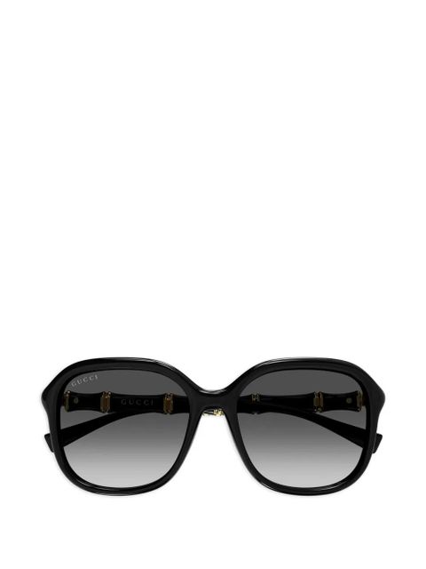 Gucci Eyewear bamboo-detail geometric-frame sunglasses - Black - zdjęcie produktu nr 1