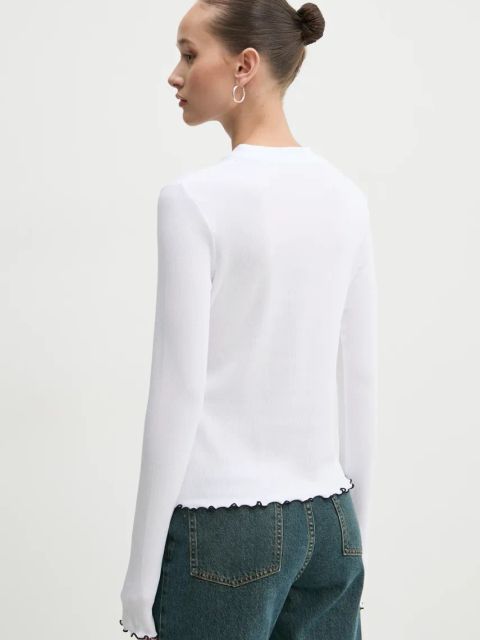 Rotate longsleeve bawełniany kolor biały 113656400