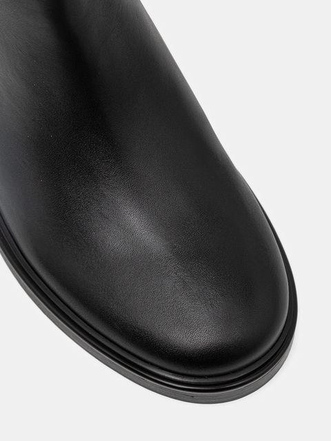 Tommy Hilfiger kozaki skórzane TH HORSEBIT RIDING LONG BOOT damskie kolor czarny na płaskim obcasie FW0FW08863