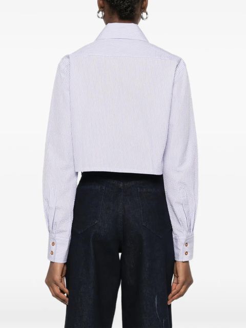 Vivienne Westwood seersucking stripe button crop shirt - White