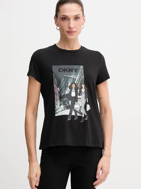 Dkny t-shirt KNIT TOPS damski kolor czarny P5MOHWNA