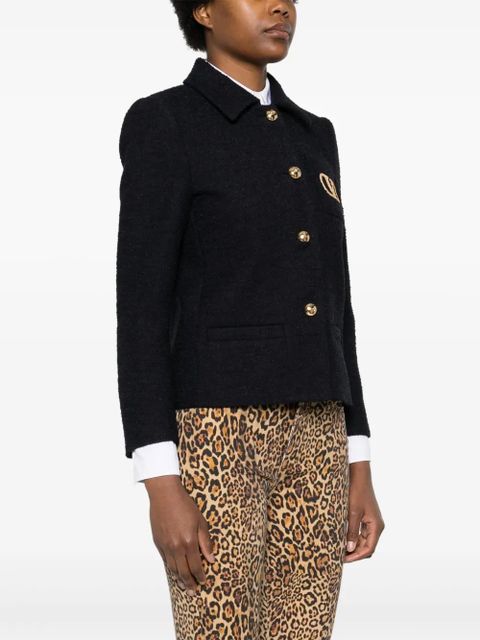 Valentino Garavani single-breasted tweed jacket - Blue