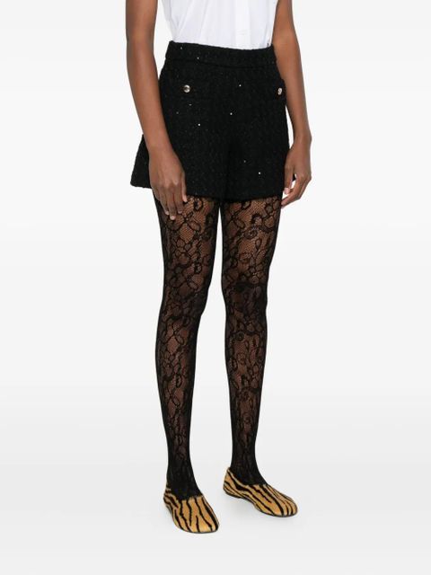 Maje sequin-embellished tweed shorts - Black