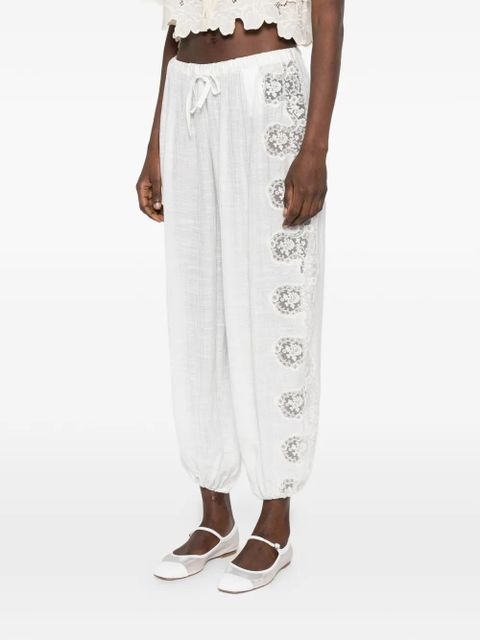 SANDRO Aya lace-detail trousers - White
