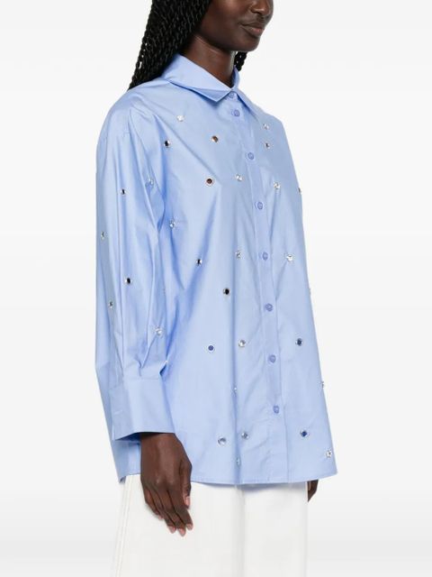 TWINSET crystal-embellished eyelet shirt - Blue