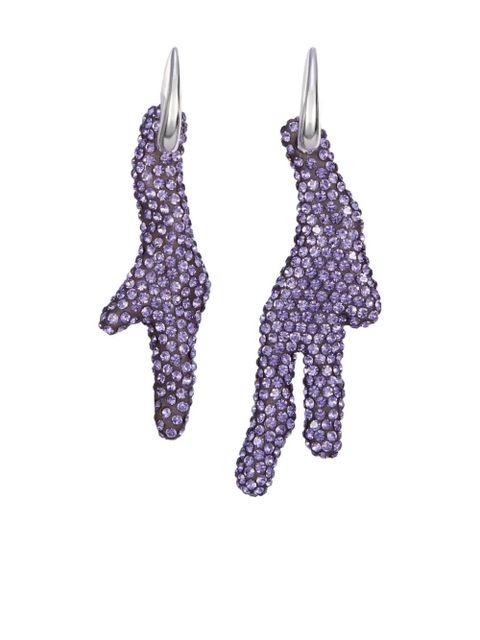 Tory Burch crystal-embellished hand earrings - Silver - zdjęcie produktu nr 1