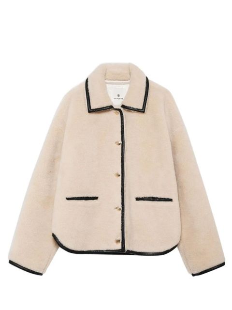 ANINE BING piped camden teddy jacket - Neutrals - zdjęcie produktu nr 2