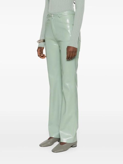 Nanushka five-pocket faux-leather trousers - Green