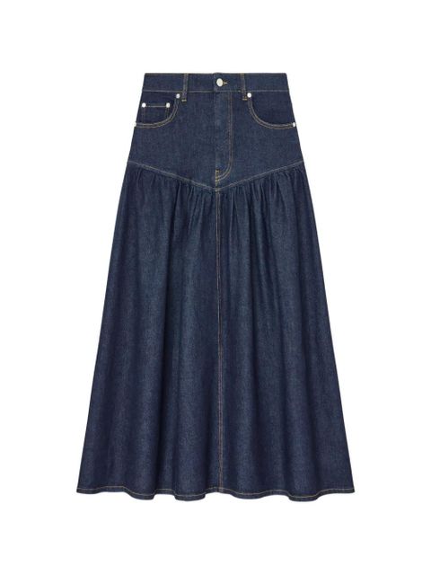 GANNI gathered denim midi skirt - Blue - zdjęcie produktu nr 1