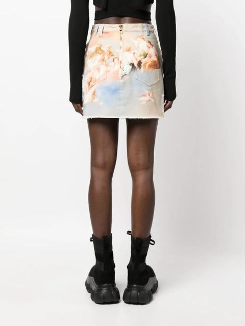 Balmain printed denim miniskirt - Neutrals
