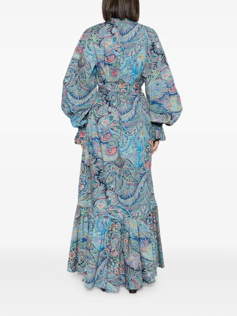 ETRO paisley-pattern ruffled maxi dress - Blue