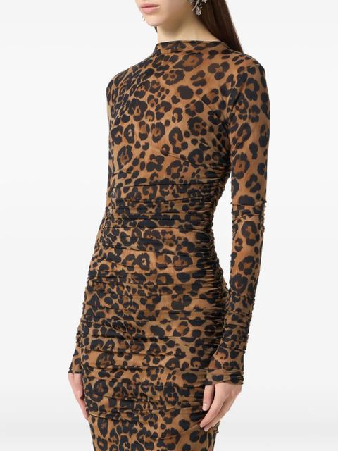 Blumarine leopard-print ruched dress - Brown