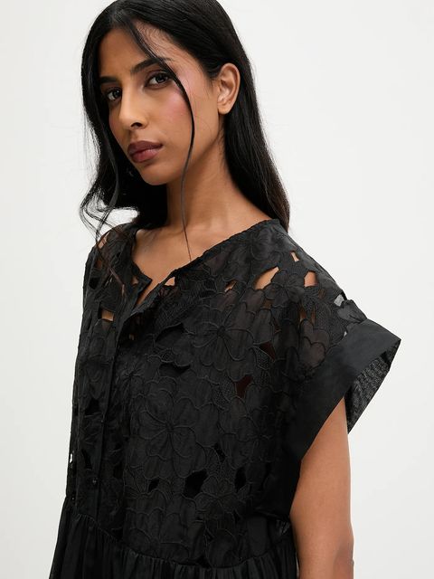 Answear.LAB sukienka kolor czarny maxi rozkloszowana