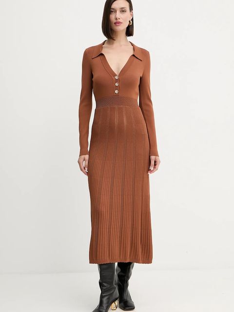 Twinset sukienka kolor brązowy maxi rozkloszowana 252TP3110 - zdjęcie produktu nr 1