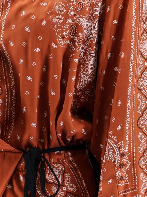 PINKO pointed-collar bandana-print dress - Orange