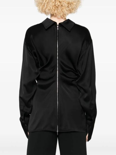 TOTEME Slouch zip-front draped blouse - Black