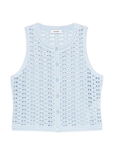 SANDRO buttoned crochet top - Blue - zdjęcie produktu nr 1