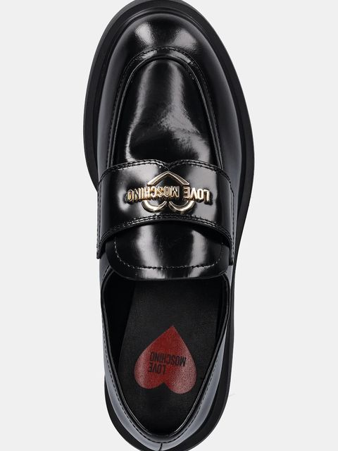 Love Moschino mokasyny skórzane damskie kolor czarny na platformie JA10404G0NJD0000