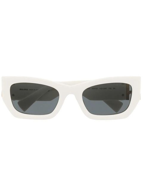 Miu Miu Eyewear logo-plaque rectangular sunglasses - White - zdjęcie produktu nr 1