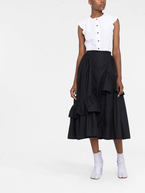 Cecilie Bahnsen ruffled cotton midi skirt - Black - zdjęcie produktu nr 2