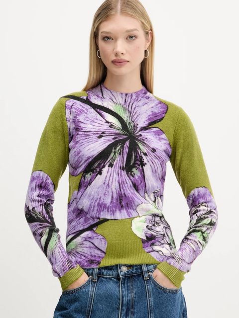 Desigual sweter ORQUIDEA LACROIX damski kolor fioletowy lekki 25WWJF42 - zdjęcie produktu nr 1