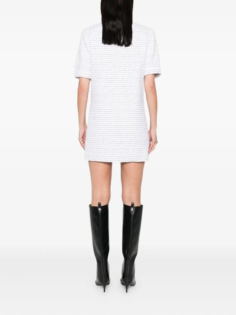 Alessandra Rich bow-detail tweed dress - White