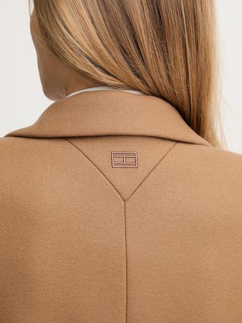 Tommy Hilfiger płaszcz z dodatkiem wełny kolor beżowy WW0WW46547