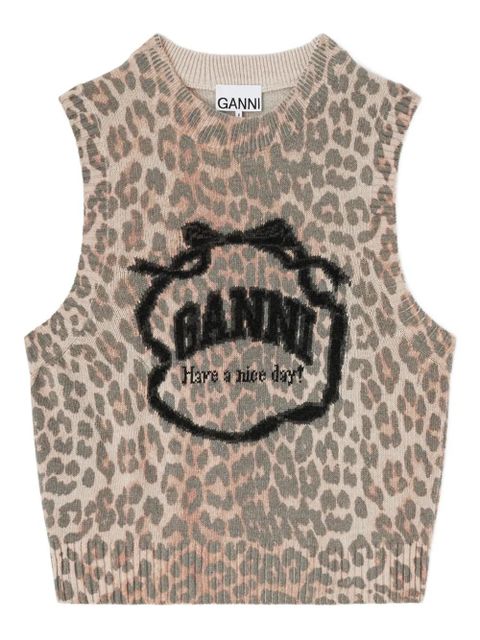 GANNI leopard-print vest - Brown - zdjęcie produktu nr 1