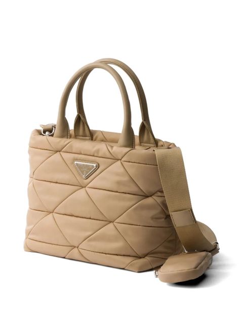 Prada small padded Re-Nylon tote - Neutrals