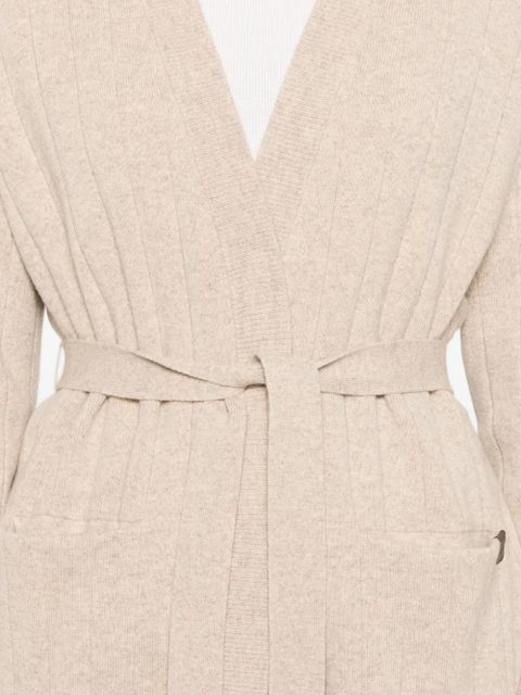 Max Mara ribbed belted cardigan - Neutrals