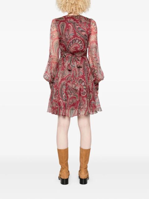 ETRO paisley-print v-neck mini dress - Red