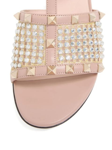 Valentino Garavani 60mm Rockstud embroidered sandals - Neutrals