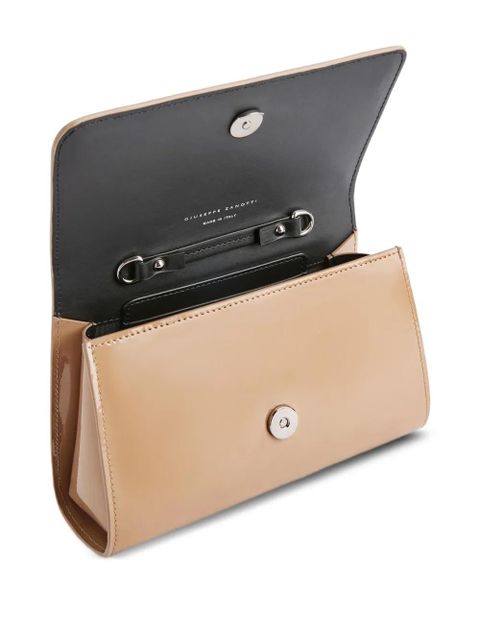 Giuseppe Zanotti mini Cleopatra patent leather flap clutch - Brown