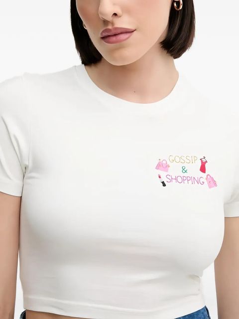 MC2 Saint Barth embroidered-detail crop T-shirt - White