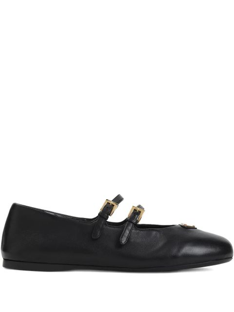 Prada double-buckle leather ballet flats - Black - zdjęcie produktu nr 1