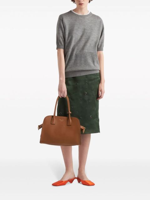 Prada medium leather tote bag - Brown - zdjęcie produktu nr 2