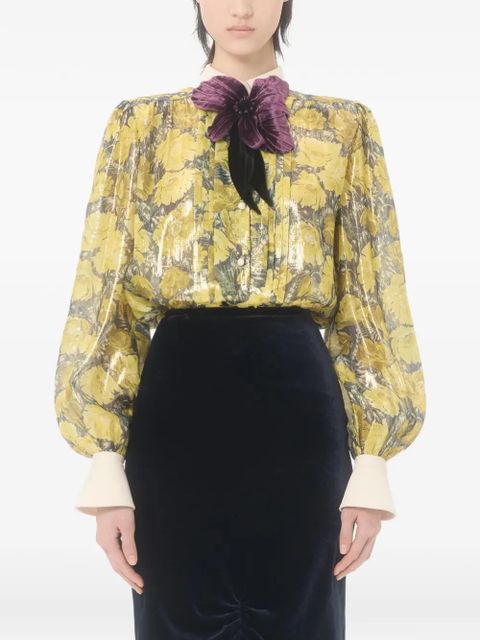 Valentino Garavani lurex shirt with Après L'Hiver Poppies print - Yellow