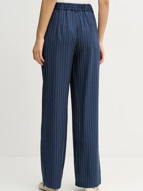 Sisley spodnie damskie kolor granatowy proste high waist 4GNKLF07H